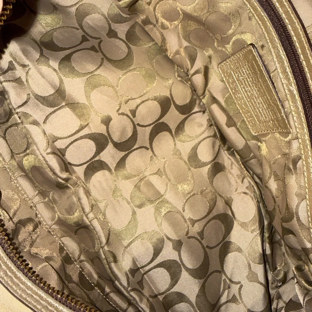 Vintage Coach Beige and Silver Suede Satchel - Picture 14 of 15